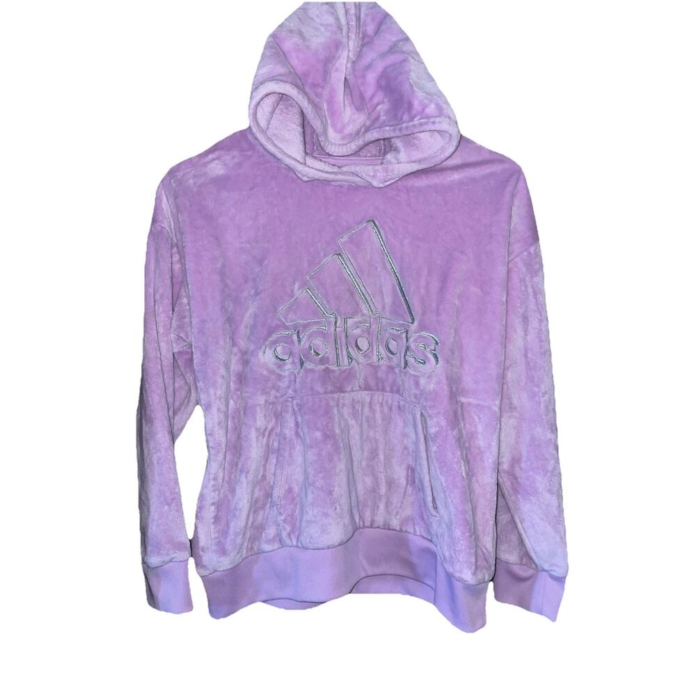 Adidas Girls Purple Fleece Adidas Hoodie With Front Pocket Sz XL 16